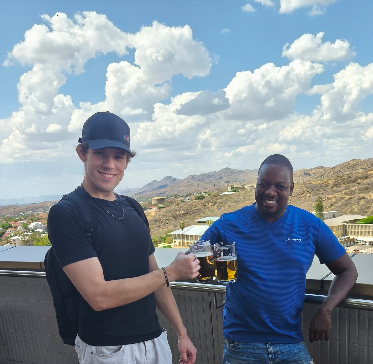 Zumi team enjoying a beer at the Independence Memorial Museum in Windhoek