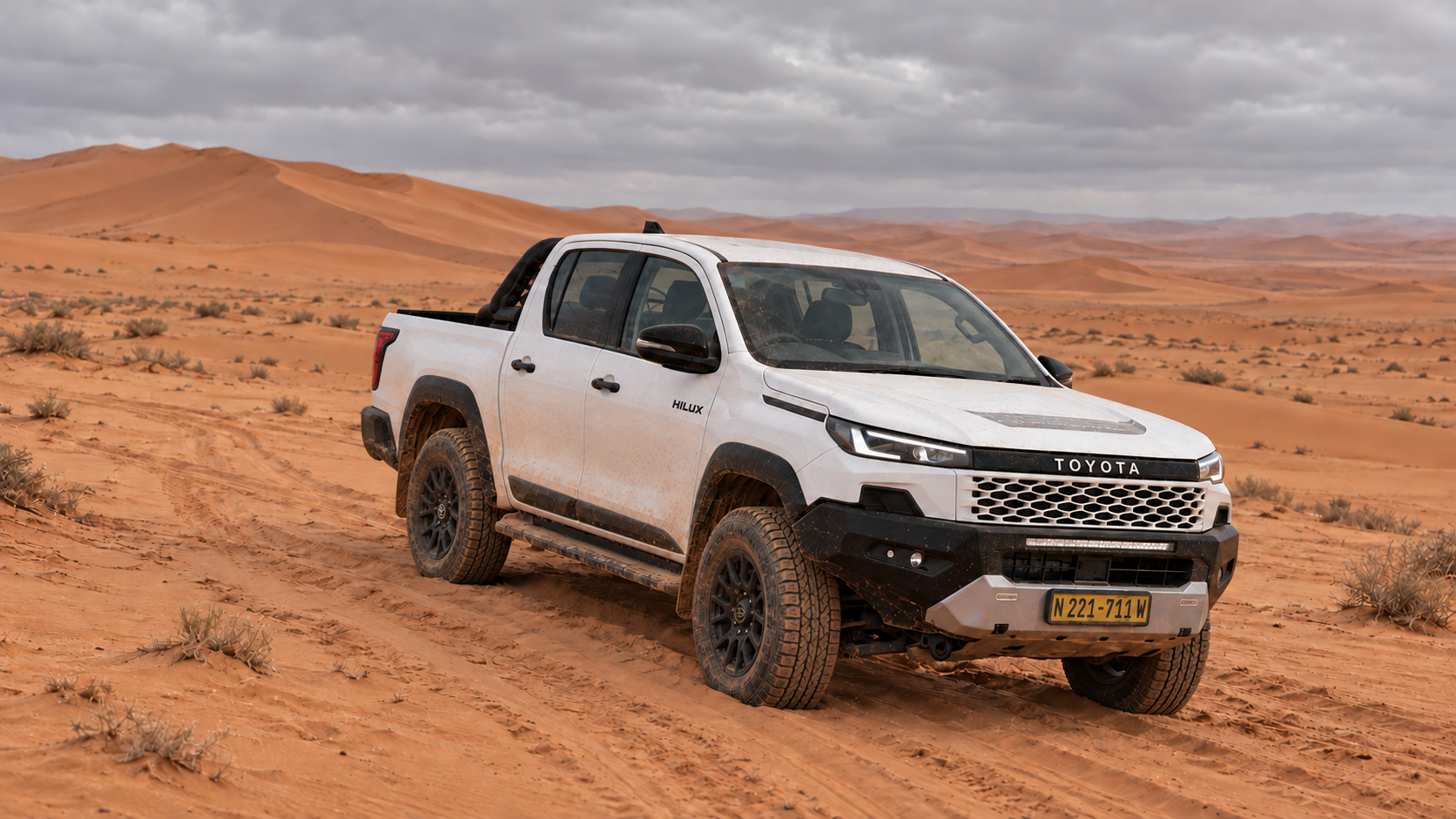 2027 Toyota Hilux parked in Namibia