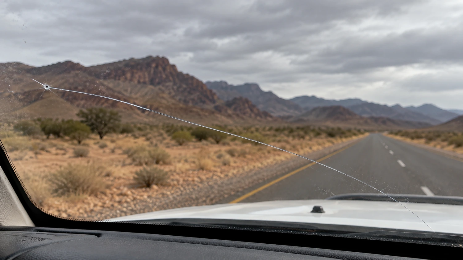 A stone cracks the windscreen